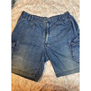 Vintage Bugle Boy Denim Cargo Shorts 38W Men's Blue Jean 90s Y2K Utility Pockets